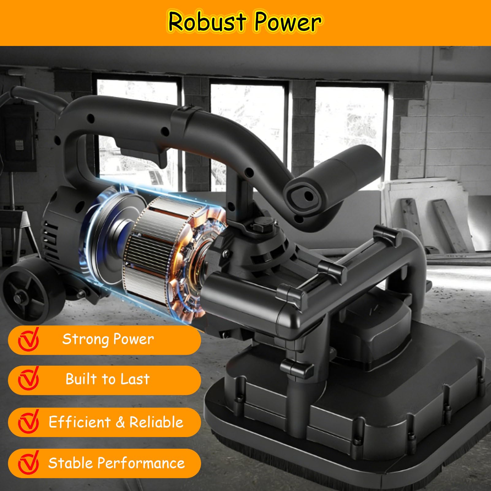 Juego De Pulidoras para Suelos De HormigóN De 4 Cabezales, Pulidora para HormigóN De 3800 W con Control De 6 Velocidades, Mango ErgonóMico De 6000 RPM, para Pulir HormigóN ExtensionPole