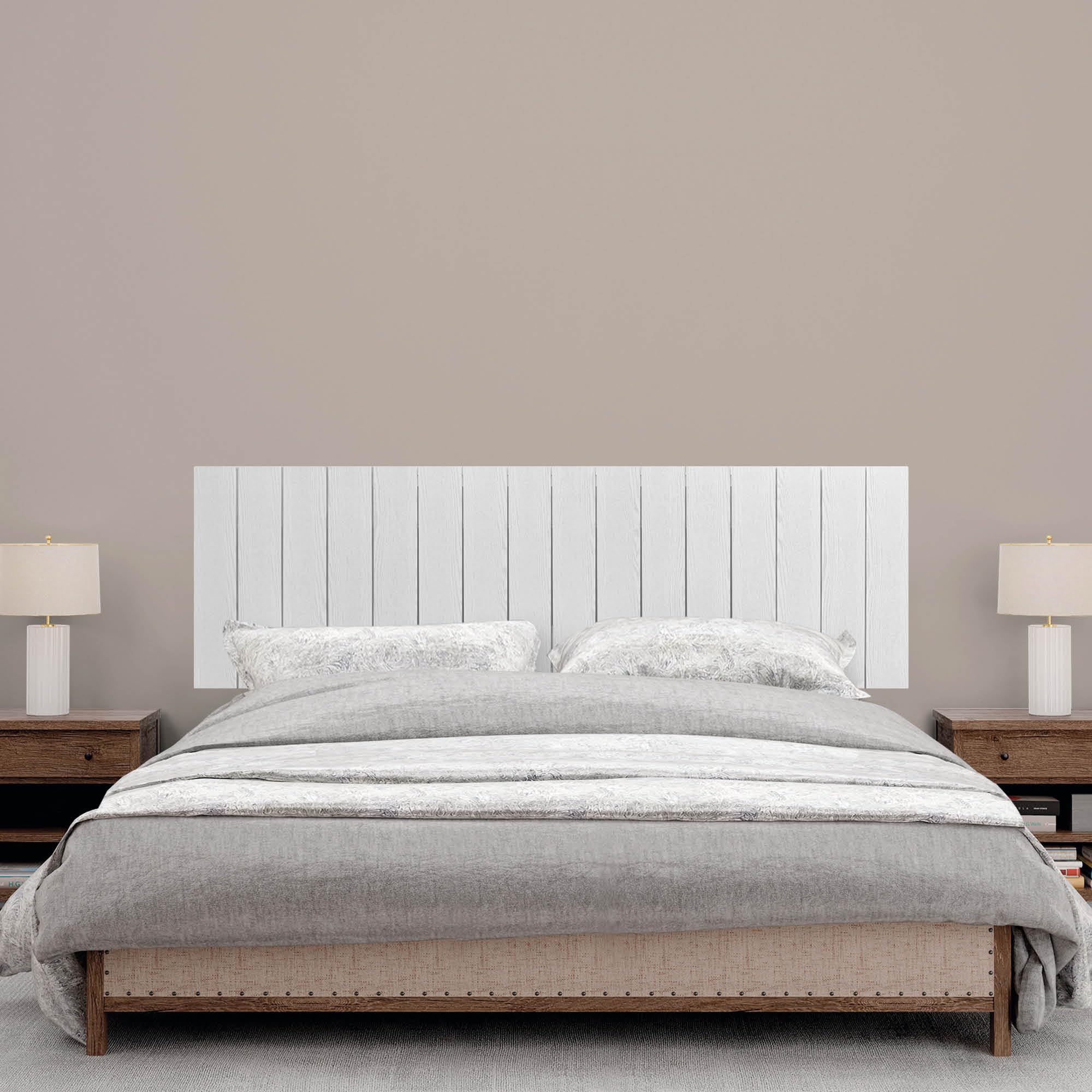 DHOME Tête de lit en Bois recyclé MDF avec Pieds, Style Palette Vertical, lit Palettes, Ferrures incluses (145cm, Bois Blanc)