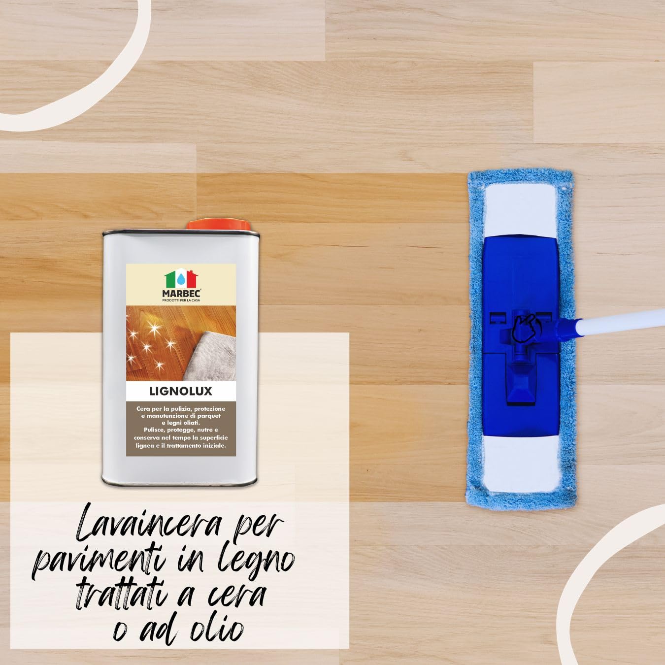 MARBEC LIGNOLUX 1LT Lavaincera specifico per la pulizia, protezione e manutenzione delle superfici in legno interne impregnate a olio e/o cera.