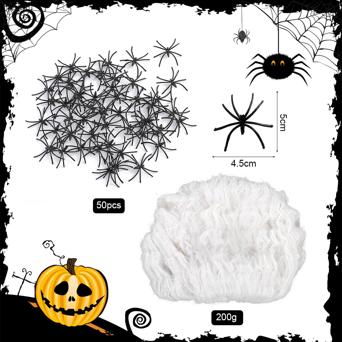 Ragnatele Halloween Decorazioni, Ragno Gigante Da 1.2m, Ragnatela Da 6