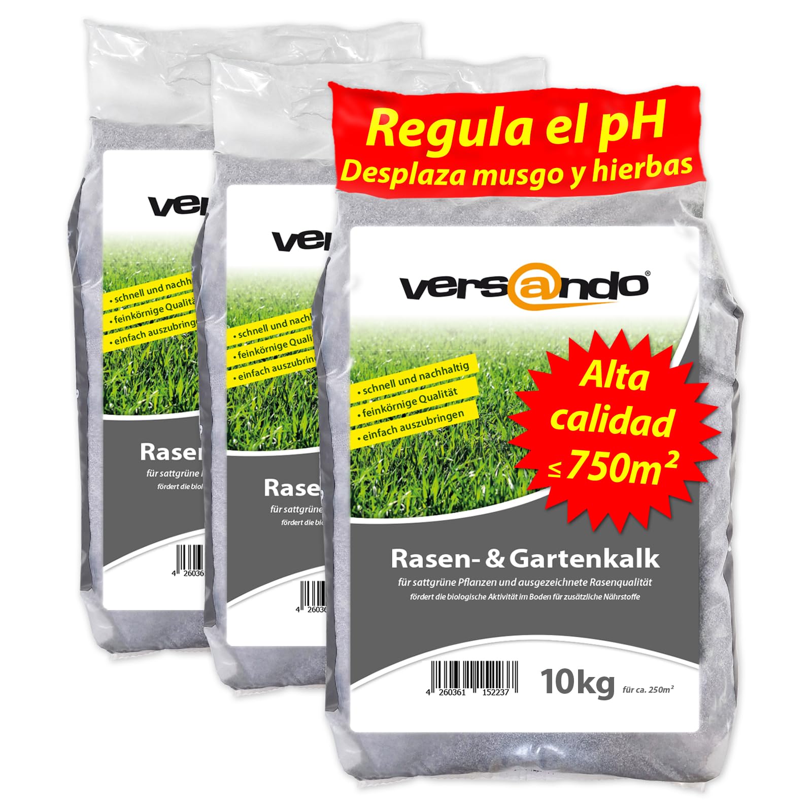 versando 30kg cal césped & cal jardín hasta 750m²: suprime musgo malas | hierbas hongos promueve el desarrollo del suelo y raíces ideal para céspedes con efecto a largo plazo