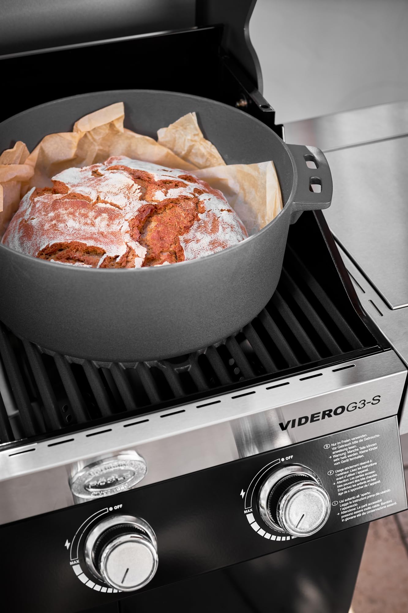 RÖSLE VARIO - Forno olandese di alta qualità in ghisa smaltata, coperchio utilizzabile come padella, con maniglia, 8,5 l, 36 x 30 x 22,5 cm, colore: Nero