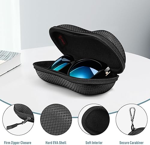 Miniatura 4 de Fintie Estuche para lentes de sol, carcasa rígida de EVA a prueba de golpes, estuche deportivo con mosquetón de metal, estuche de lentes con
