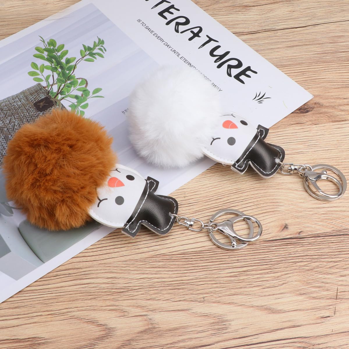 2pcs Plush Snowman Keychain Bag Hanging Ornament Creative Fashion image 5