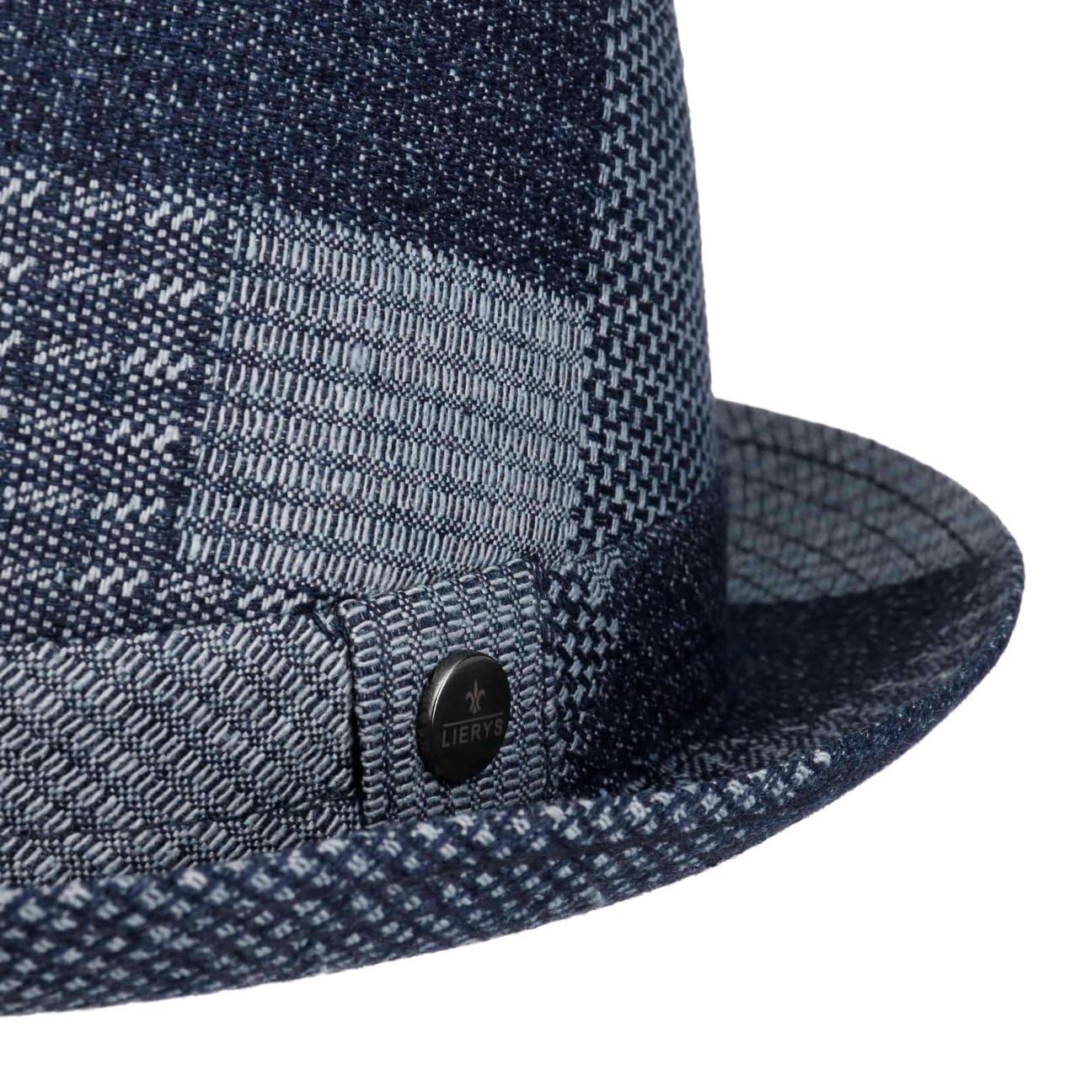 Lierys Chapeau Denim Patchwork Pork Pie Femme/Homme - Made in Italy Porkpie en Coton avec Doublure Printemps-ete Ete