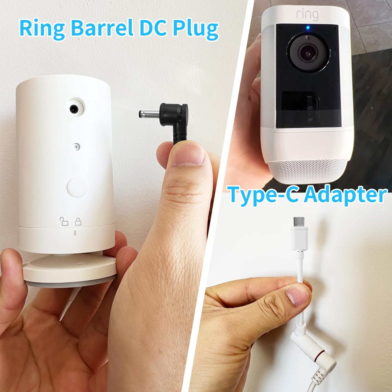 Ładowarka do paneli słonecznych do kamery Ring, kompatybilna z akumulatorem Ri ng Stick Up Cam, Ring Spotlight Plus/Pro, Ri ng Stick Up Pro, wodoodporna 6 w 5 V (czarna, 2 szt.)