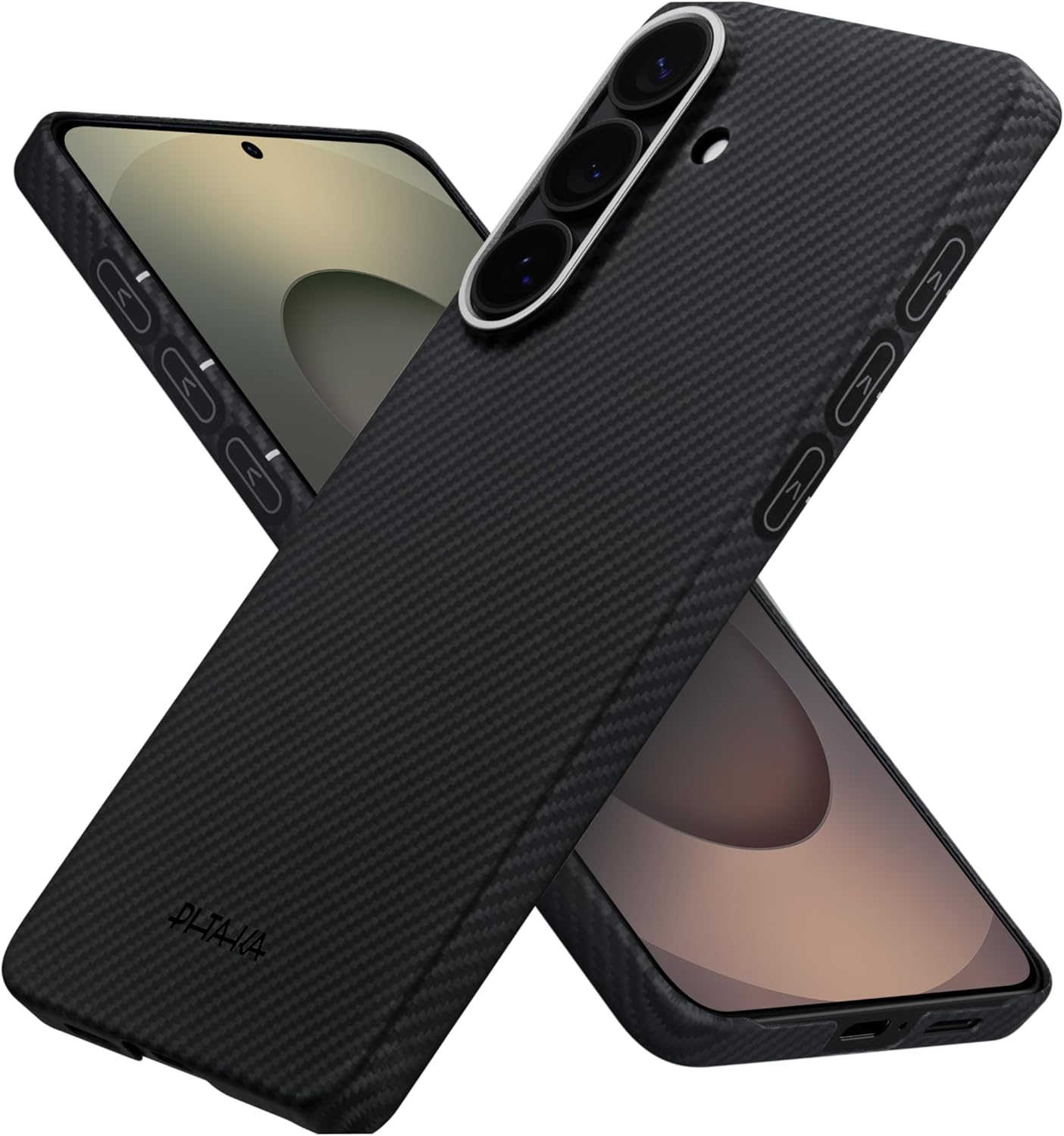 pitaka for S26 Case, 6.3 Inch, Compatible with MagSafe, Ultra-Slim Samsung Galaxy S26 Case with Aaron Button, 600D Aramid Fiber Woven [Edge Case - Black/Grey]