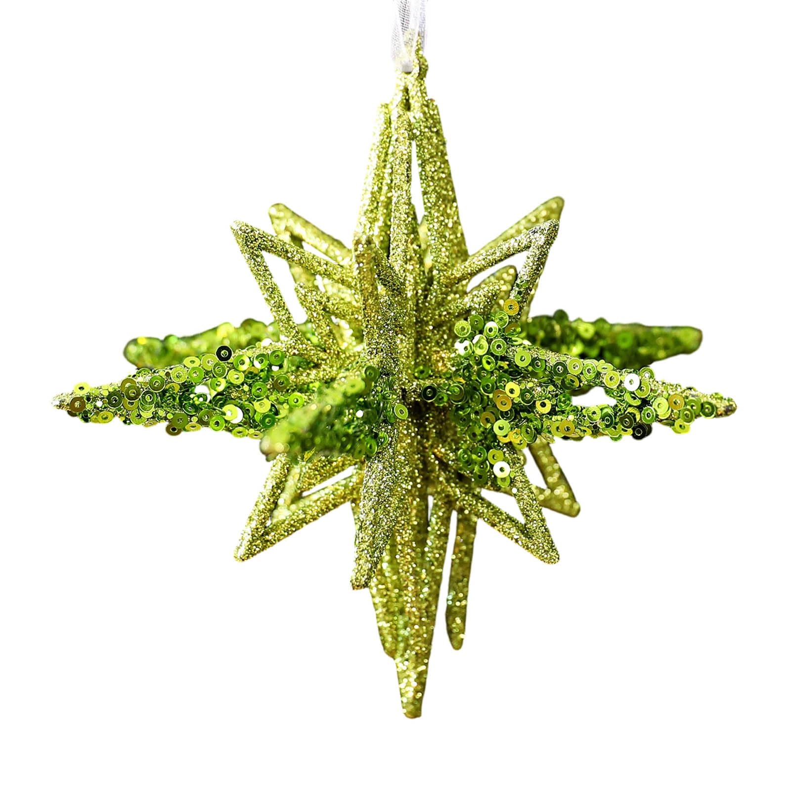 Christmas Tree Ornament Shatterproof Glittering Green Hanging Decoration for Family Home Glittering Acrylic Snowflake Decoration