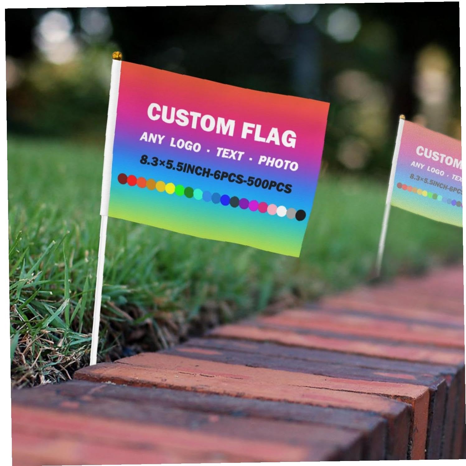 Drapeaux Portables Personnalisés avec mât, 6 à 500 pièces, Mini Drapeaux Personnalisés avec Logo et Texte Photo pour Activités d'équipe, événements Sportifs, défilés de Match de Football, défilés