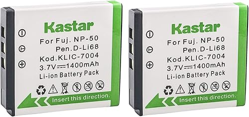 Miniatura 1 de Kastar Paquete de 2 baterías recargables para cámara digital Kodak K7004 EasyShare V1073 M1033 Fujifilm NP-50 FinePix F50fd F100fd Pentax D-LI68