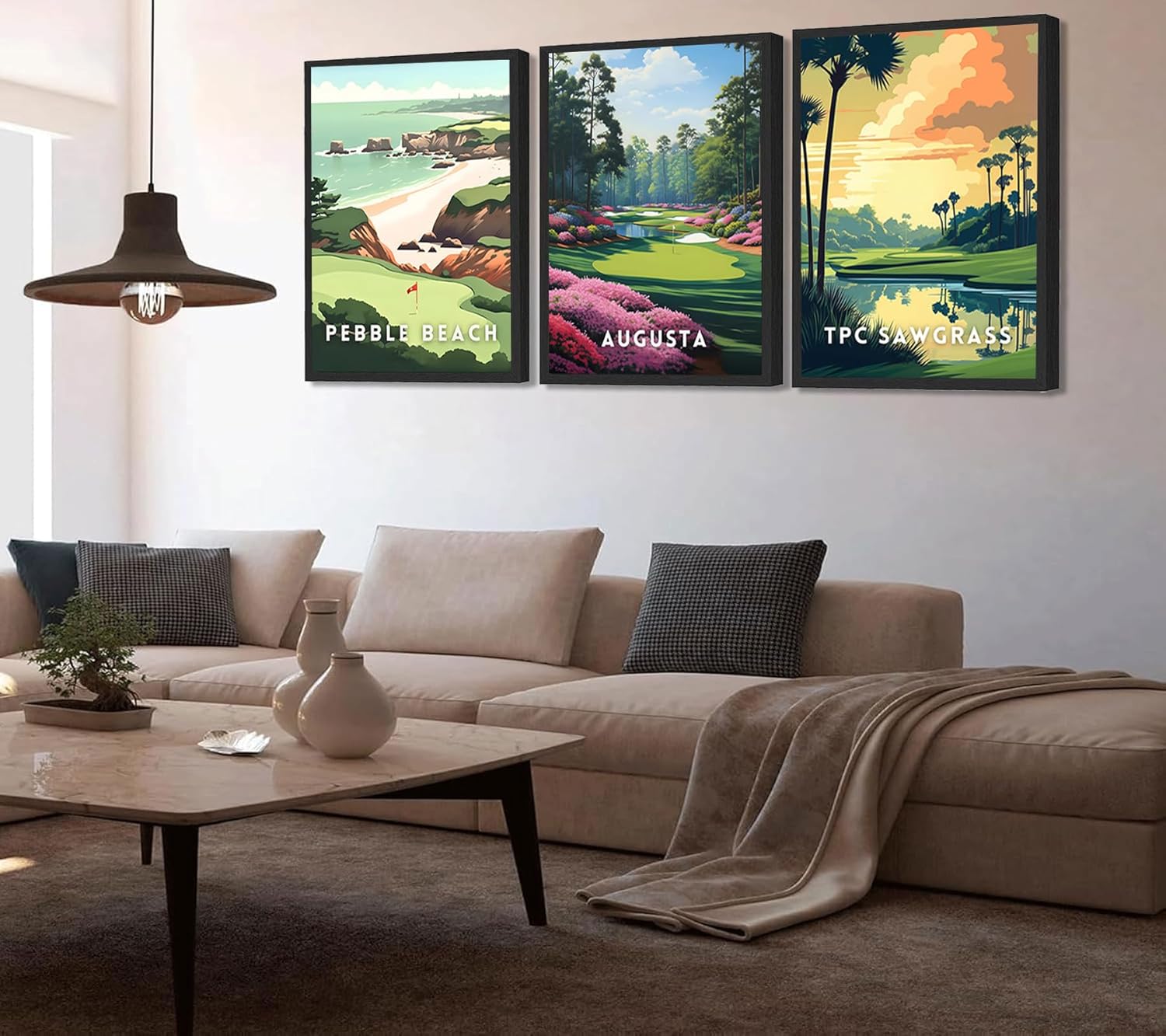 3Pcs Golf Course Poster Wall Art Picturesque Golf Course Painting Picture Wall Decor Country Club Sports Poster Print Artwork for Modern Home Office Bedroom Gallery Living Room Home Home Decoration - Image 3