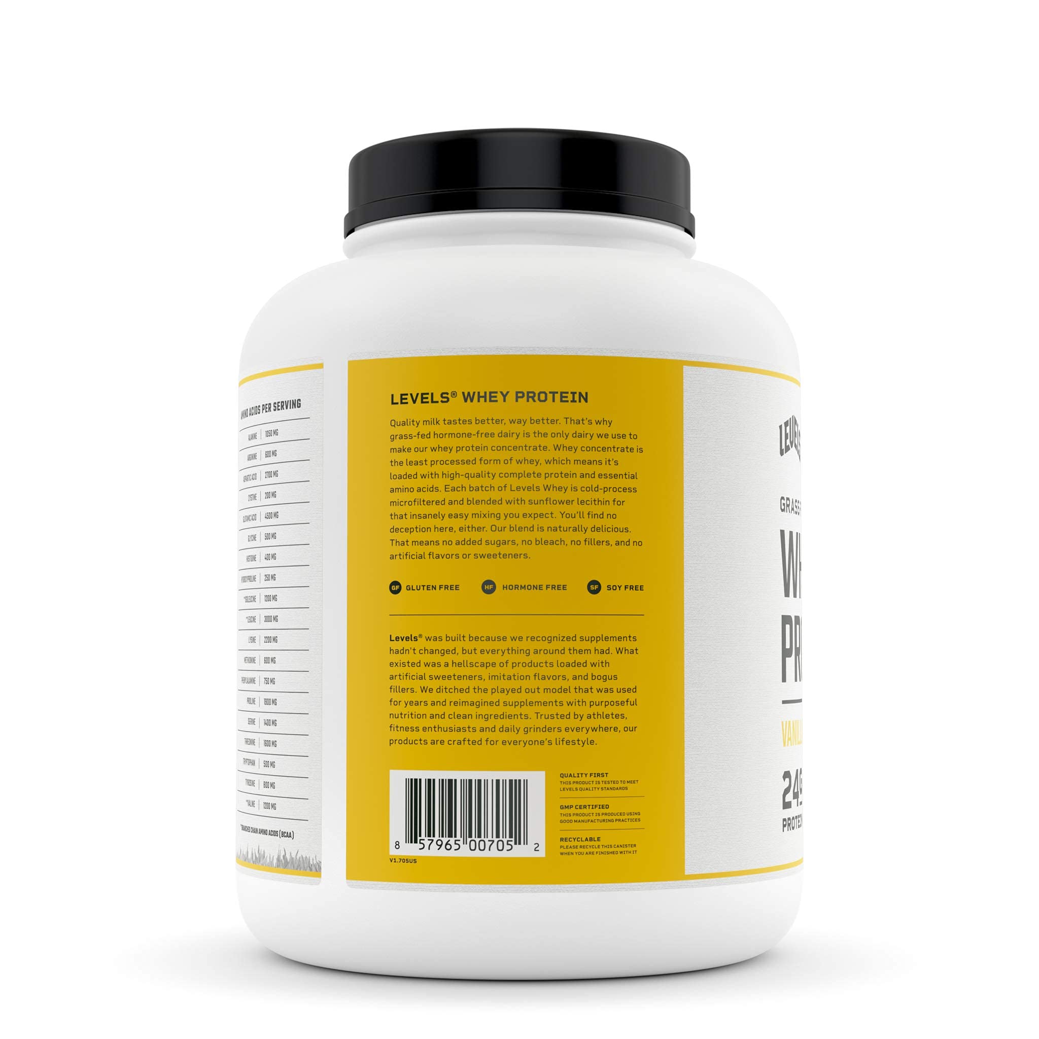 Levels Grass Fed 100 Whey Protein, No GMOs, Vanilla Bean, 5LB Buy