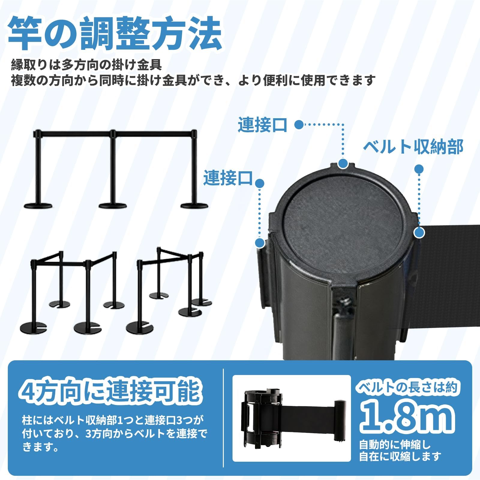 Amazon | NODIBRO ベルトパーテーション 4本セット4方向連結 移動が