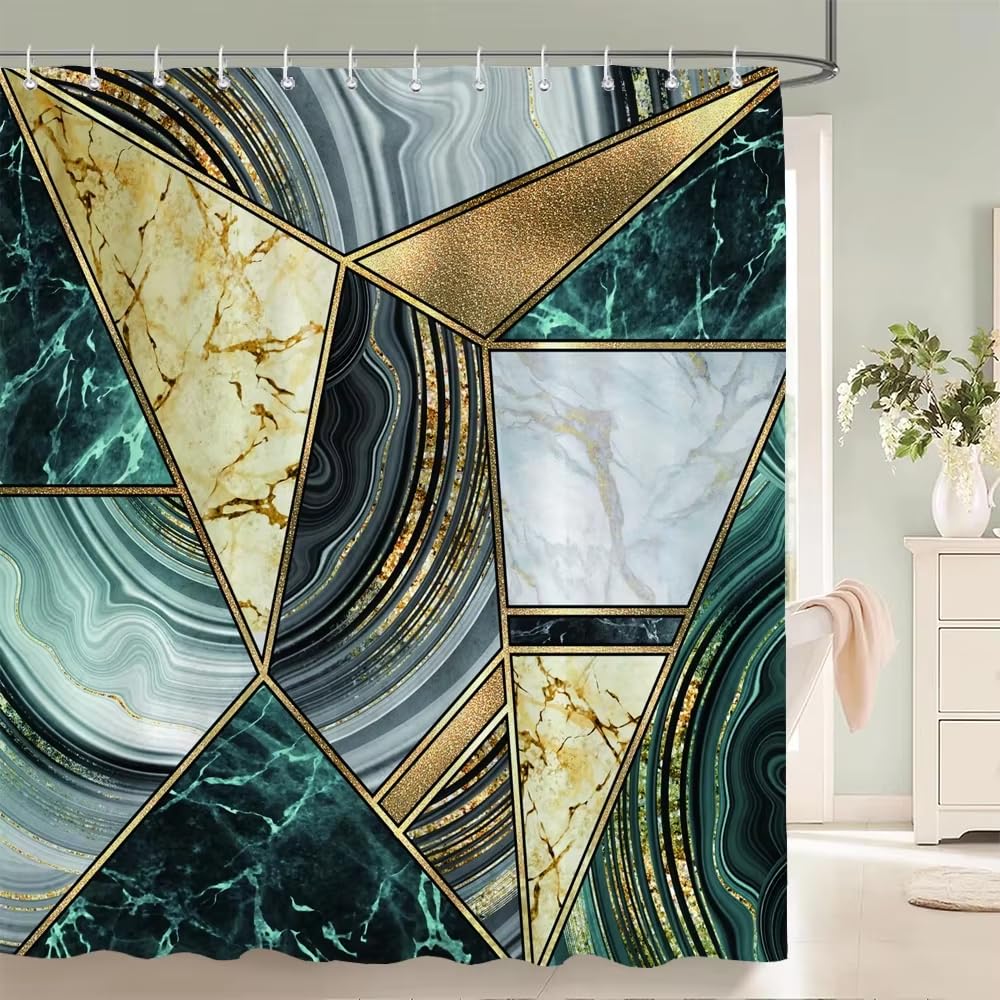 KELAIMI Luxury Geometric Shower Curtain,Modern Simple Aesthetic Bathroom Curtain with Hooks,Waterproof Polyester Fabric Modern Bathtub Curtain Style 4 180X210Cm
