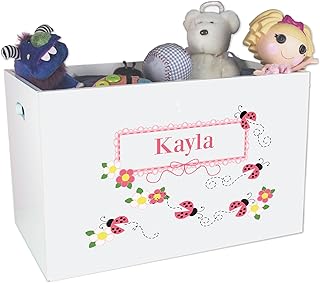 My Bambino Personalized Ladybugs Childrens Nursery White Open Toy Box