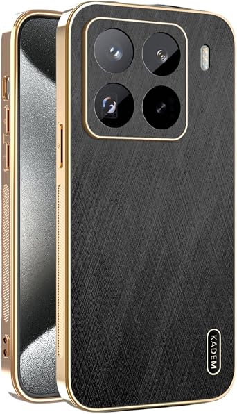 Phone Case for Motorola Moto Edge 60 Pro Shockproof, Golden Thread Texture for Motorola Edge 60 Pro Case Silicone Slim Electroplated Black Cover Leather Anti-Fingerprint Black