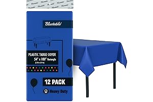 12-Pack Ultra-Heavy-Duty Blue Disposable Tablecloths for 6- or 8-Foot Tables