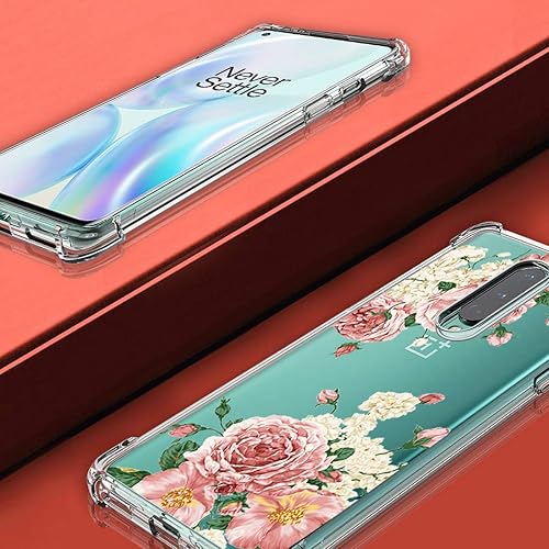 Miniatura 4 de Osophter Funda para Oneplus 8 no compatible con la versión Verizon, diseño floral de flores para niñas y mujeres, absorción de golpes, flexible de