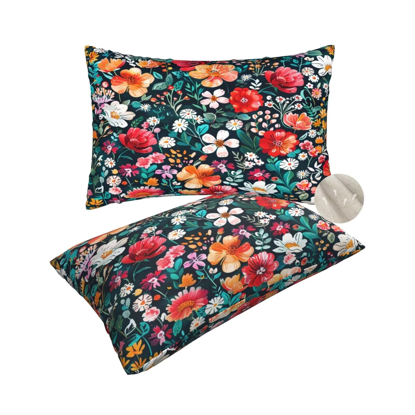 Housses de coussin 50x80 cm style fleuri pour canapé de salon chaleureux