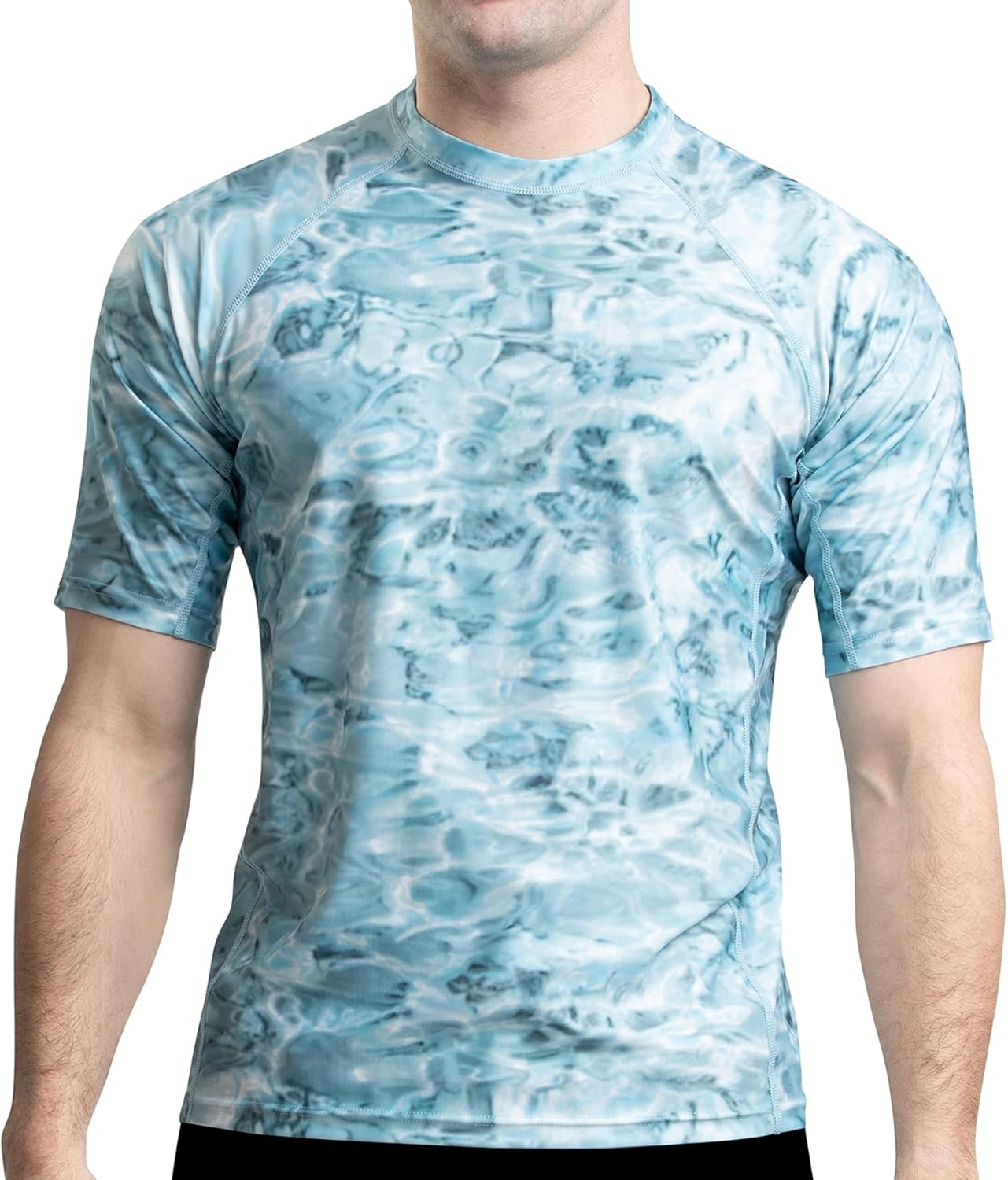 Aqua Design Mens Rash Guard Sun Shirt: Short Sleeve Swim Top Rashguard for Men