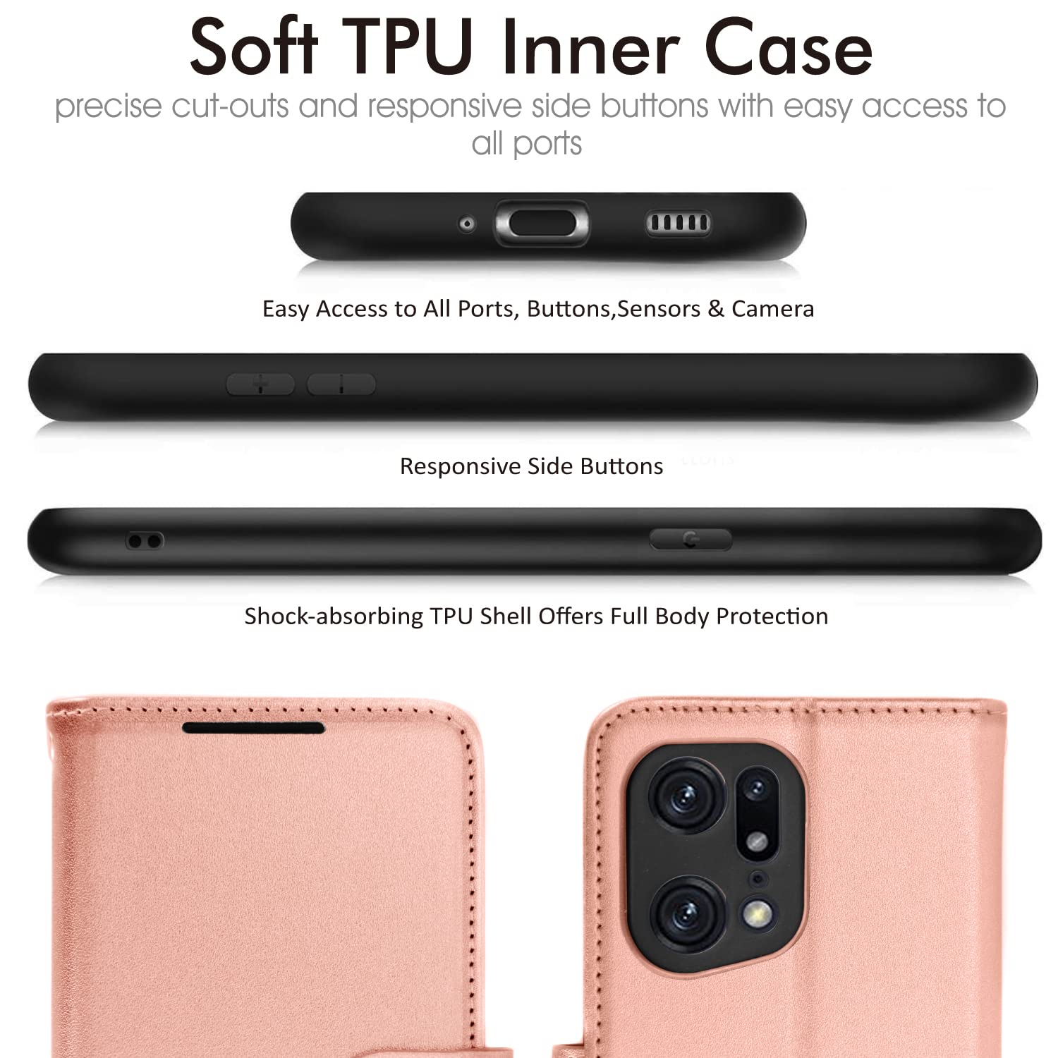 TECHGEAR Custodia in Pelle Oppo Find X5 Lite, Cover Libro