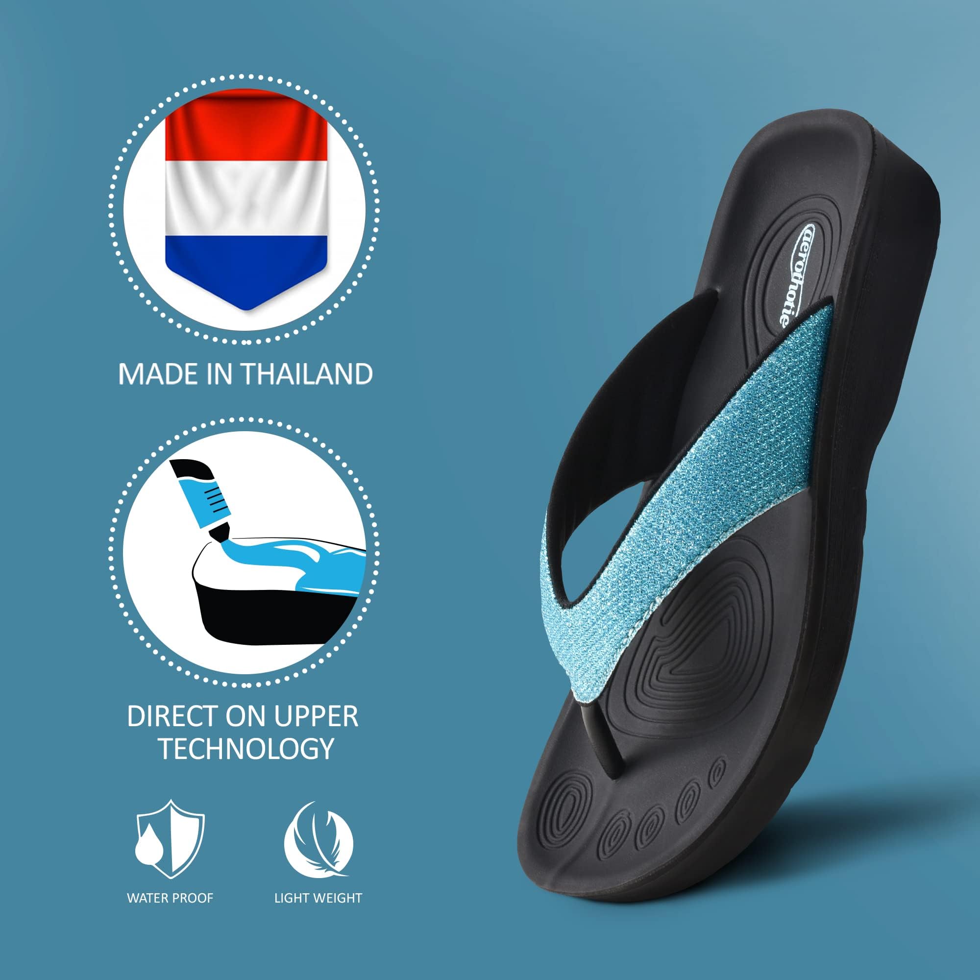AEROTHOTIC Comfy Arch Support flip flops for women Split Toe Stylish Cushioned Strap with non-slip footbed Walking Dressy Sandals Indoor and Outdoor