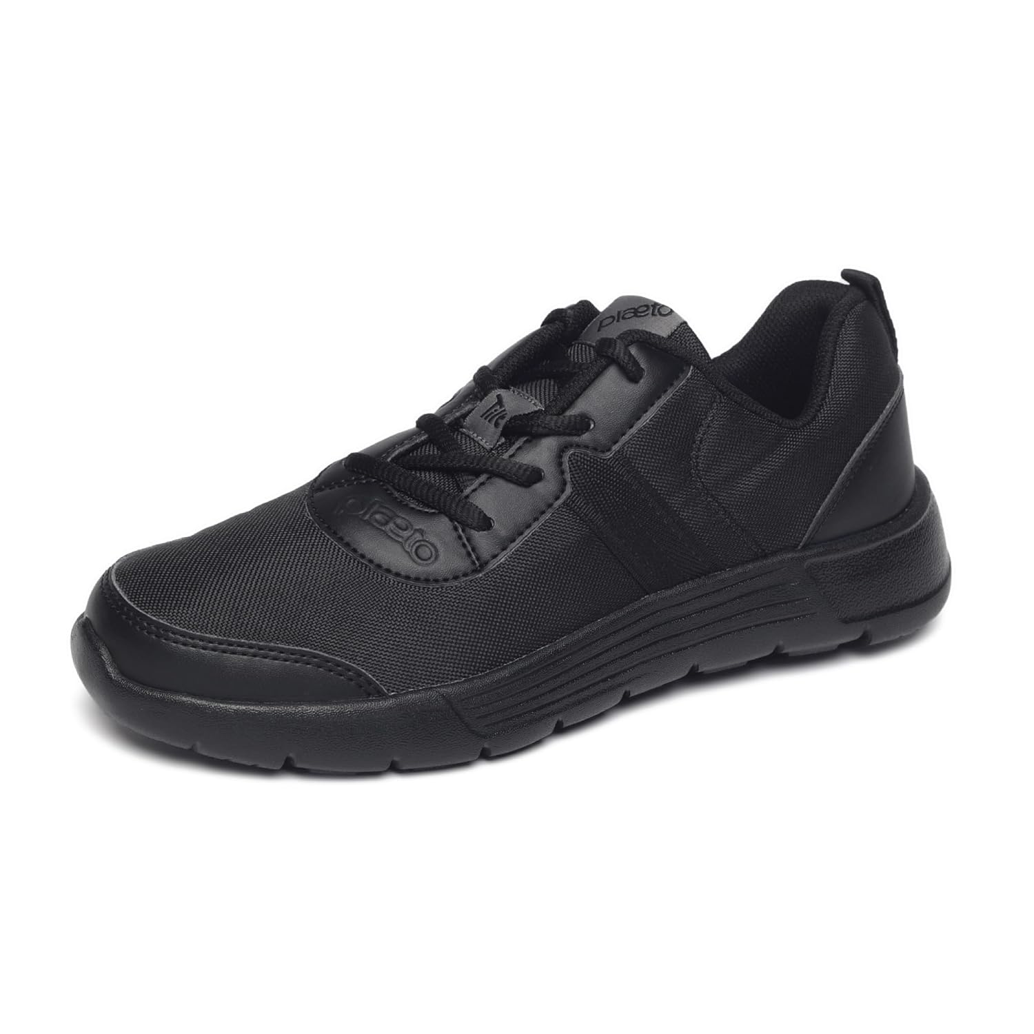 Plaeto Aspire Unisex Black School Shoes for Boys and Girls | Uniform Shoes for Kids | Tilt Lace up Closure, Breathable Upper | Multiplay Sports Shoes – Girl | Boy | Child | Kids School Shoes Black