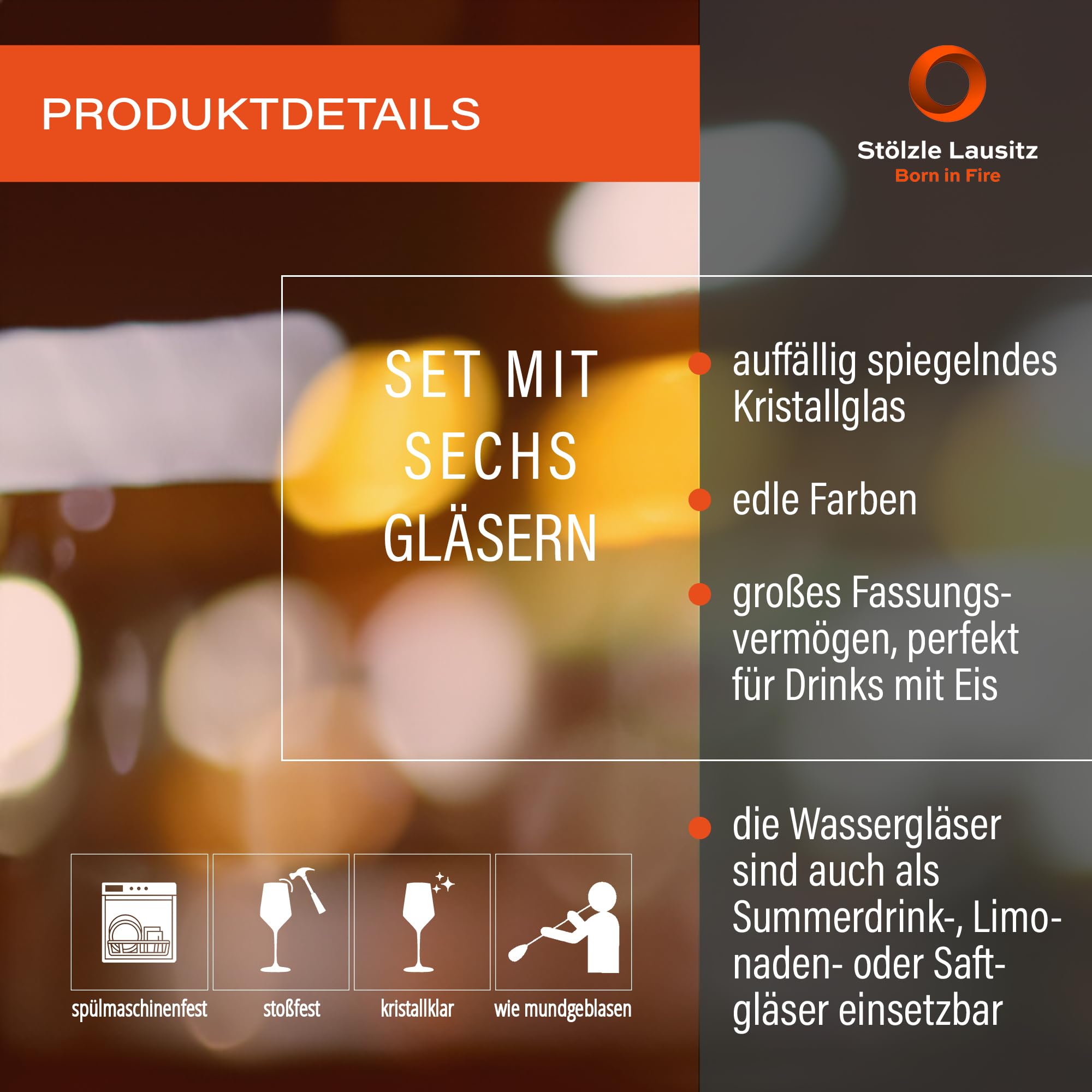 Stölzle Lausitz Szklanki Longdrink Mirror Niebieskie 6 sztuk – 465 ml Eleganckie Szklanki Kryształowe do Wody Soków i Koktajli – Lustrzane Wykończenie – Bez Ołowiu – Do Zmywarki i Odporne na Uderzenia