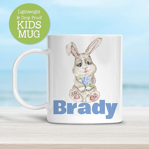 Miniatura 2 de Kids Easter Bunny Blue Personalized Cup, Unbreakable Mug Customized with Child's Name, Microwave Dishwasher Safe, BPA Free