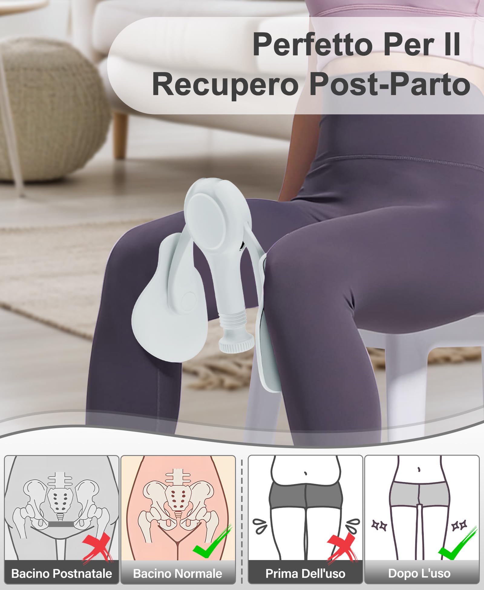 Beckenbodentrainer Donna Attrezzo Interno Coscia Pavimento Pelvico Attrezzi Casa Allenamento Pilates Glutei Addominali Gambe Braccia Fitness Donna e Uomo