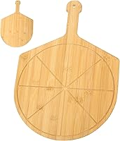 Vista 1 de Pizza Peel de 12 pulgadas, espátula de madera de doble cara para pizza, accesorio para horno, tabla de pizza de bambú con asa, tabla de cortar