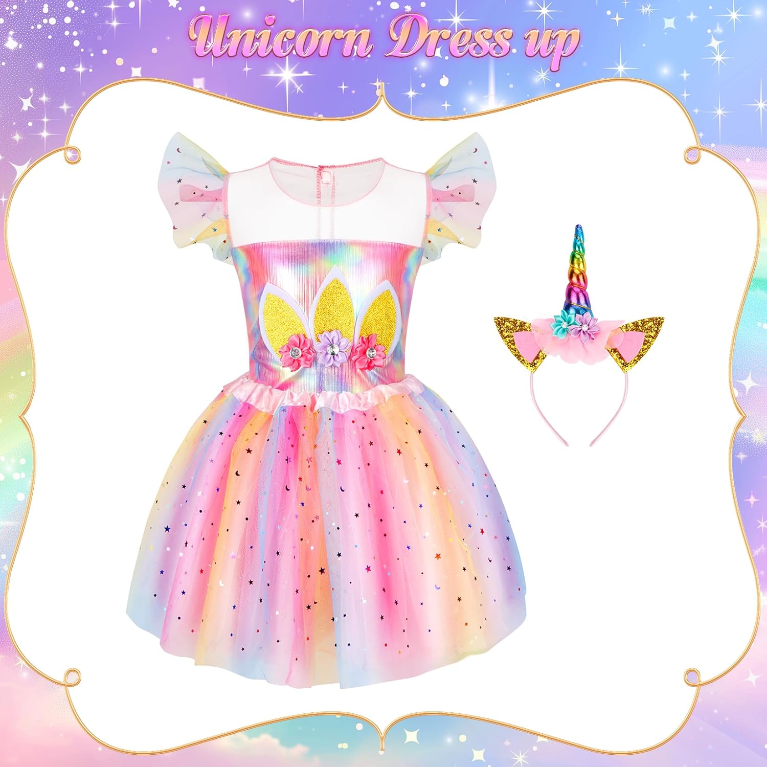 VGOFUN Princess Dress Up Clothes for Little Girls Princess Costume Princess Dresses Toddler Christmas Birthday Gift Aged 3-6