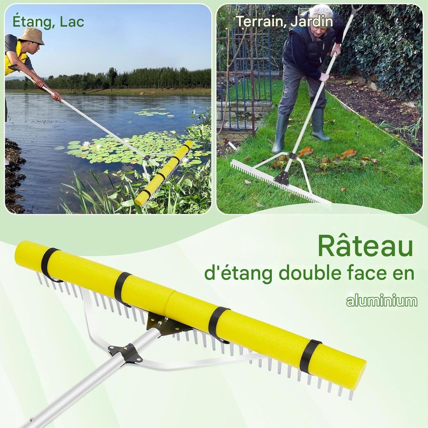 Rastrillo de Laguna Rastrillo Para Maleza De Lagos | Herramienta Flotante Para Eliminar Algas En Estanques Y Jardines