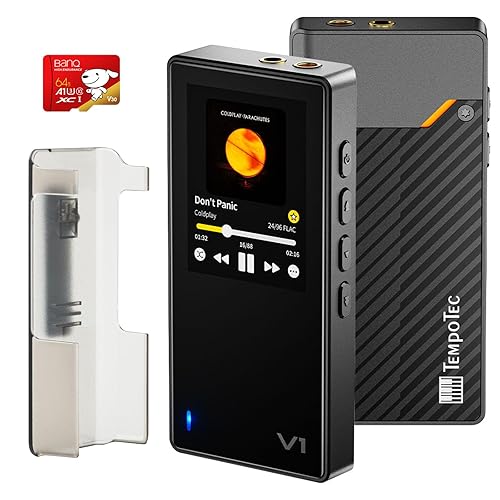 TempoTec Variations V1 Portable HiFi Music Player,Digital Audio Player with Two Way Bluetooth 5.1. 4.4mm&3.5mm Headphone Ports +64GB microSD (TF) Cards+Back Clip