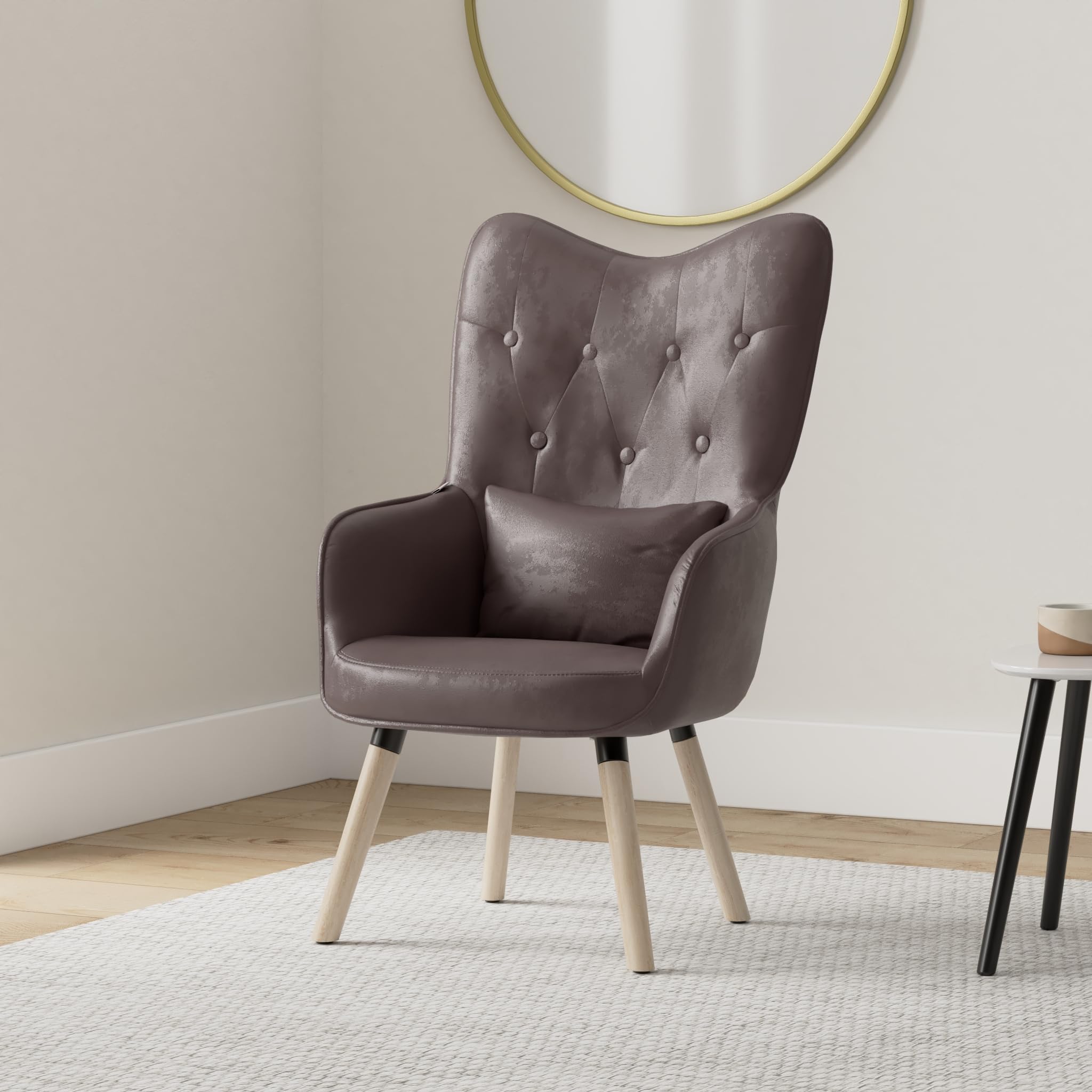 ESTEXO Televisiestoel, tv-stoel, lounge, relaxstoel, beklede stoel, leesstoel, stof kussen, beige/grijs fluweel