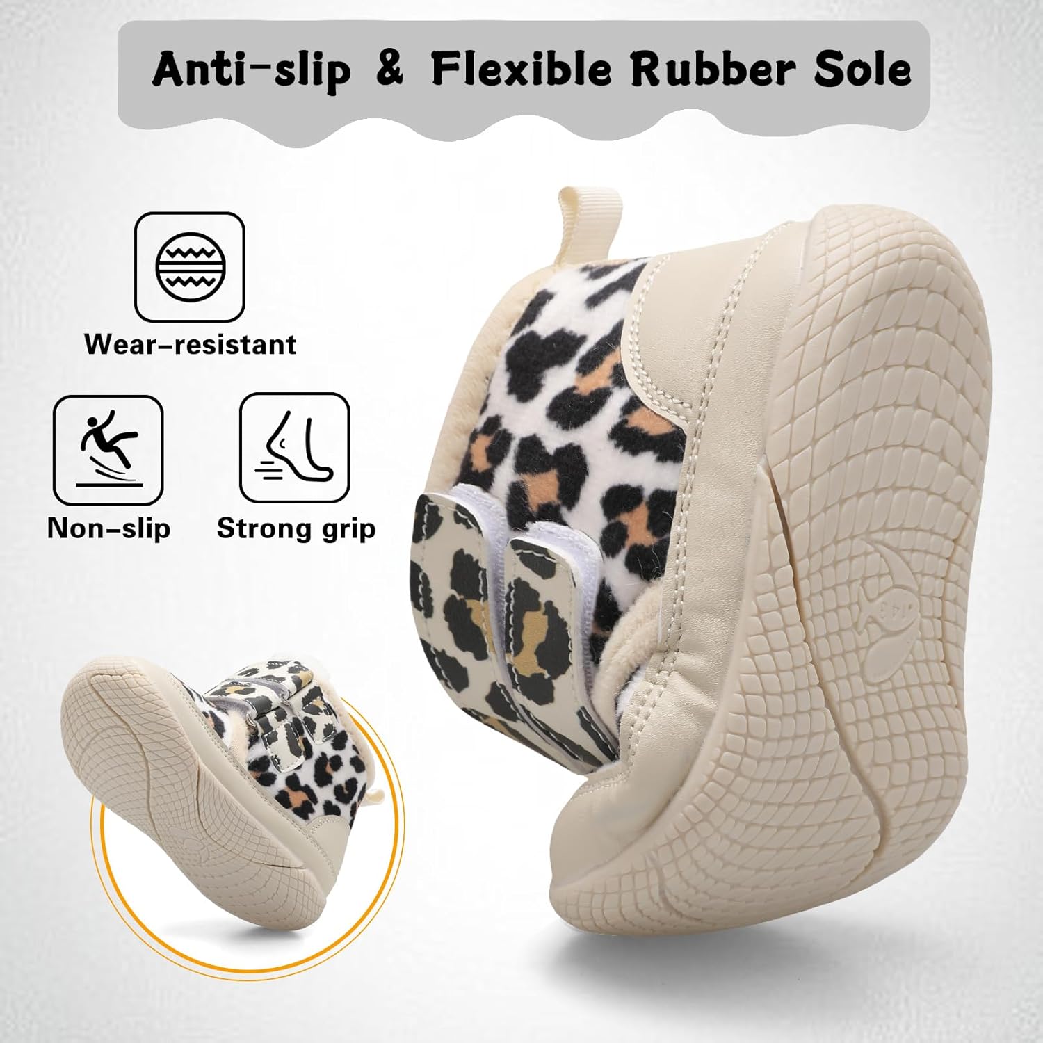 XIHALOOK Toddler Boys Girls Winter Boots Cold Weather Kids Warm Faux Fur Shoes with Two Hook and Loop