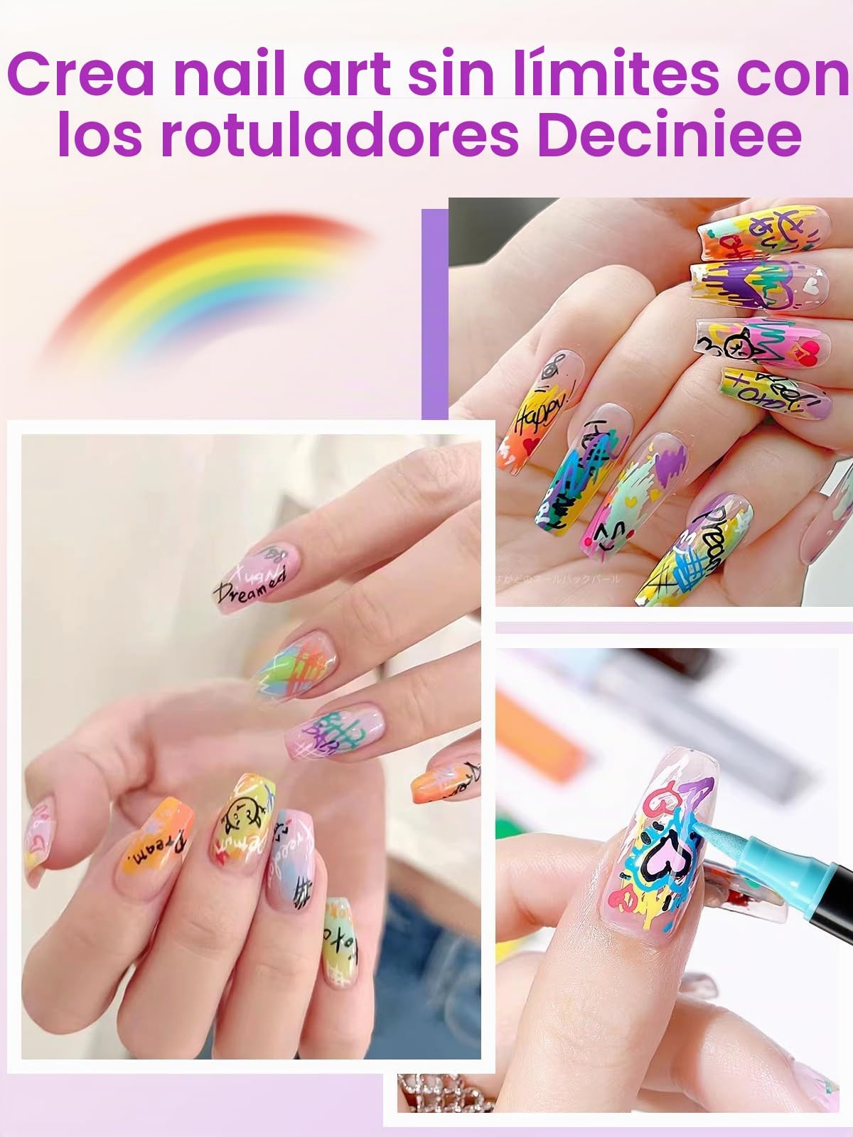 Bolígrafos de Arte de Uñas 3D Set de 12 Rotuladores de Pintura y Grafiti Herramientas de Manicura DIY