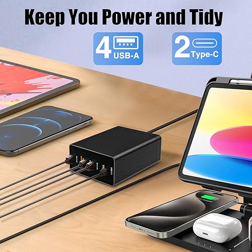 Miniatura 2 de Bloque de cargador multiUSB de 40 W, enchufe plano de 40 W, estación de carga USB de 6 puertos con seguridad de detección automática, cargador