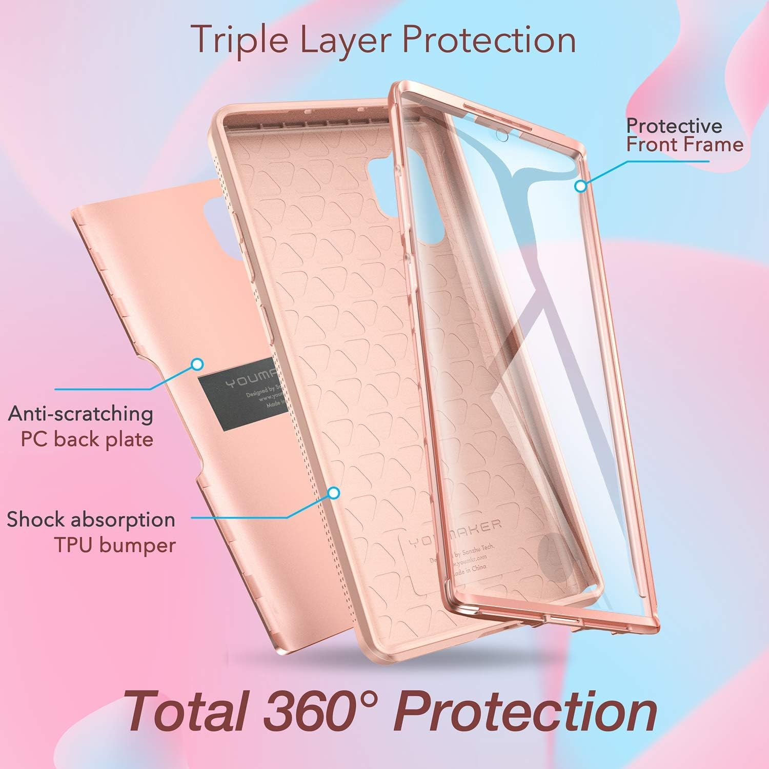 40% оƒƒ Dіѕсоunt YOUMAKER Case for Galaxy Note 10 Plus, Built-in Screen Protector Work with Fingerprint ID Heavy Duty Full Body Shockproof Cover for Samsung Galaxy Note 10 Plus 6.8 Inch - Rose Gold/Pink Bеѕt Cуbеr Dеаlѕ 🔥 YOUMAKER Case for Galaxy Note 10 Plus, Built-in Screen Protector Work with Fingerprint ID Heavy Duty Full Body Shockproof Cover for Samsung Galaxy Note 10 Plus 6.8 Inch - Rose Gold/Pink