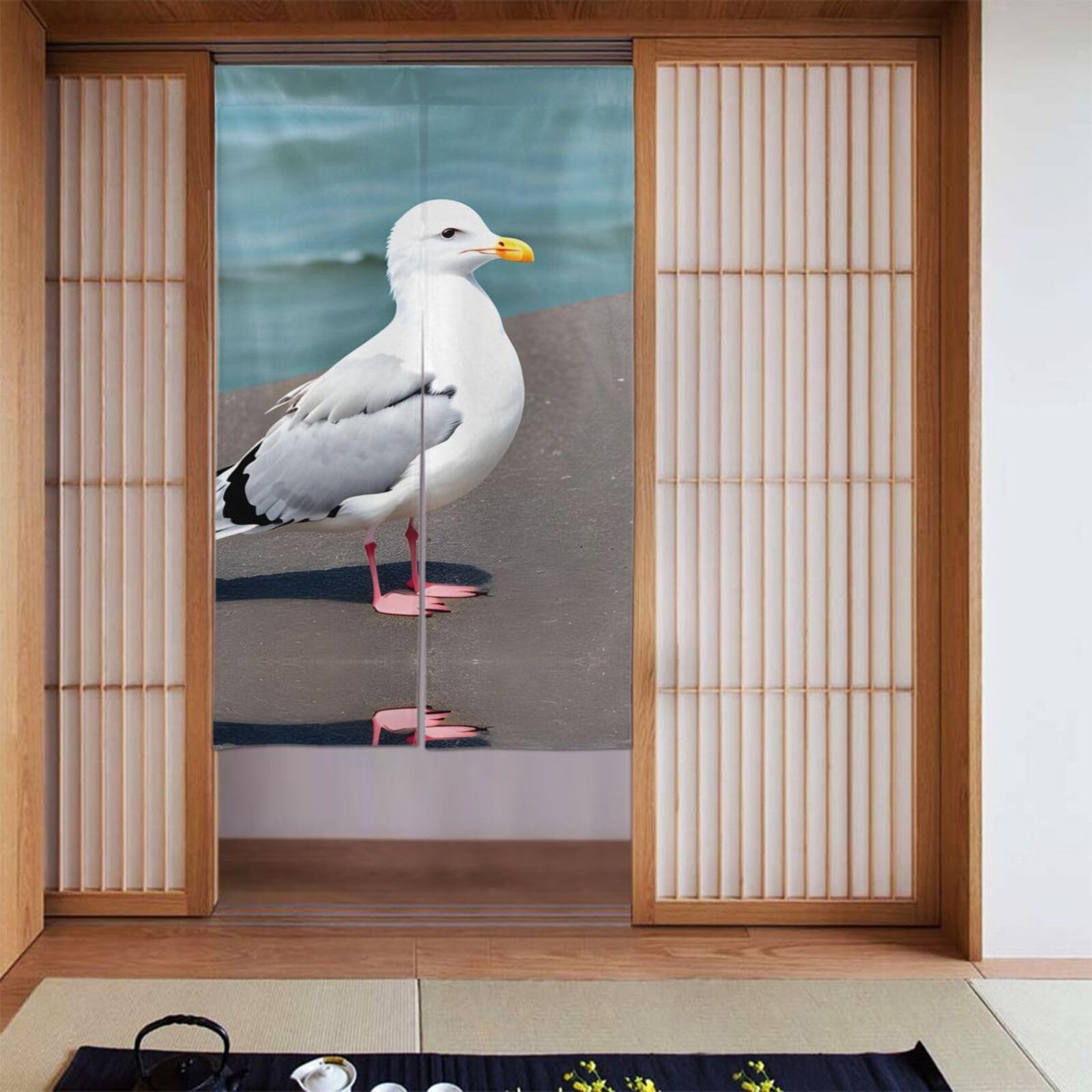 Rideaux occultants contre la lumière du matin rideau imprimé mouette pour chambre