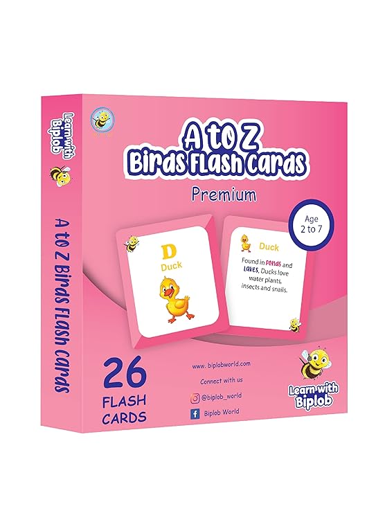 Buy Biplob the Bumblebee Flash Cards for Kids A to Z Birds Flash Cards
