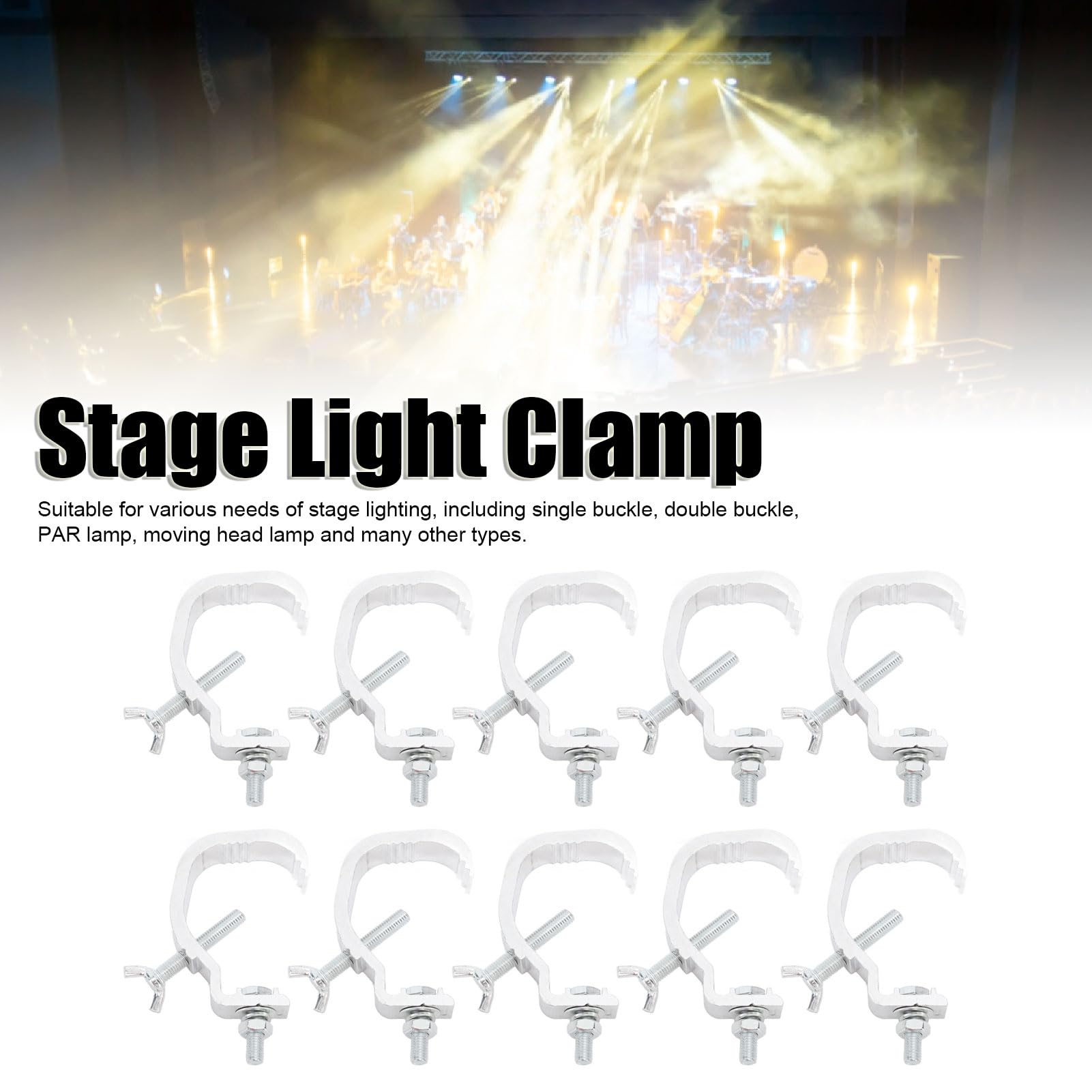 Tiardey Morsetto Professionale Per Luci Da Palco - Gancio In Alluminio Nero Per Fari Mobili E LED - Supporto Fino A 75kg Per Tubi 32-35mm - Foto 6