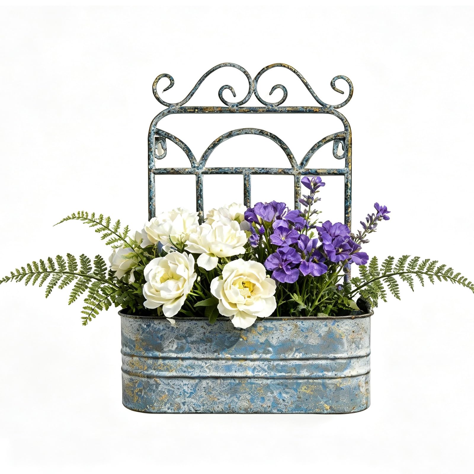 Cesta de flores colgante para entrada ZYFAB maceta de pared azul para plantas de terraza