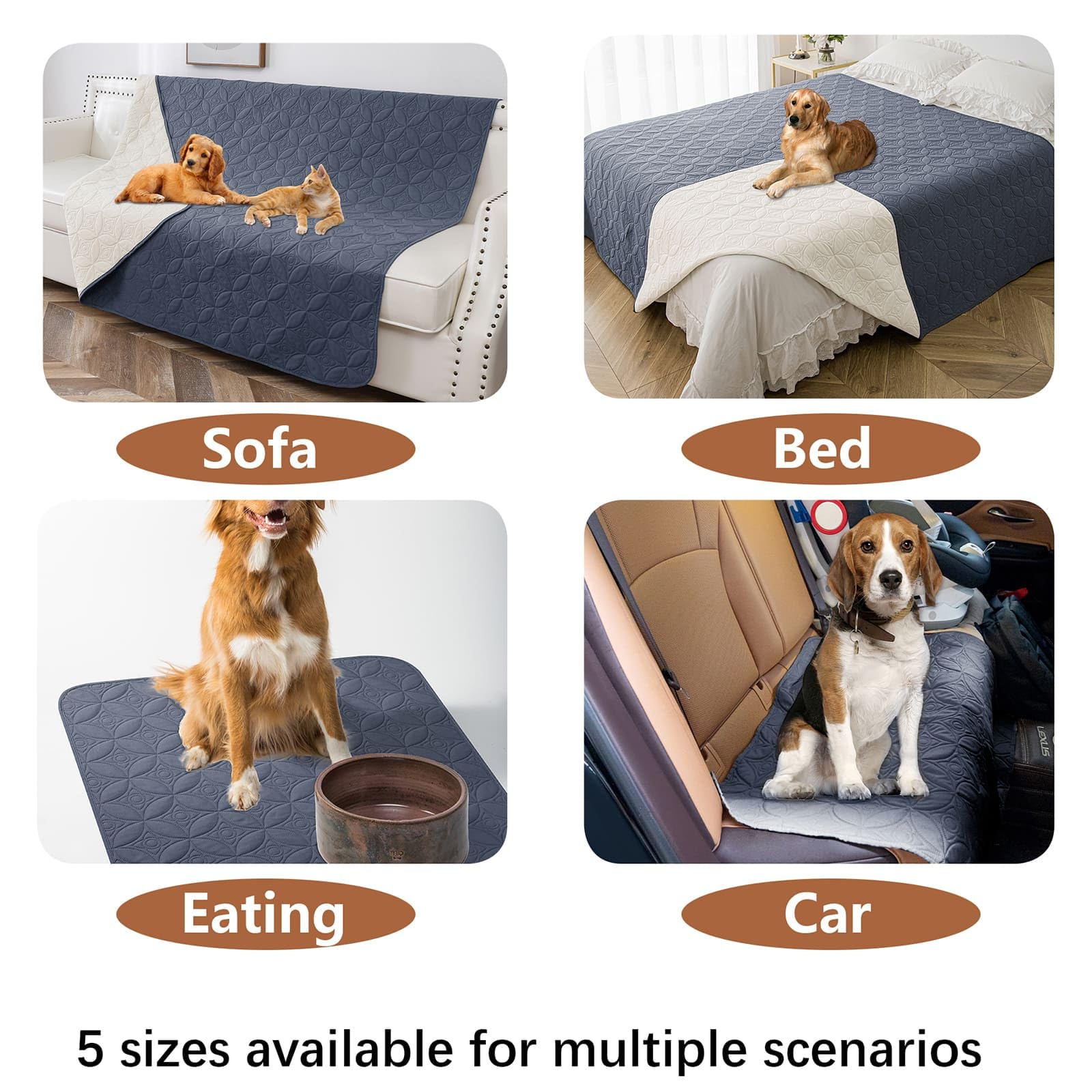 Wasserdichte Hundedecke Für Couch (208,3x259,1 Cm) – Möbelschutz, Beidseitig Bunt/grau