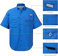 Vista 15 de BASSDASH UPF 50 Camisa de vestir para pesca de manga corta con botones para hombre, tejida, de manga corta, para exterior