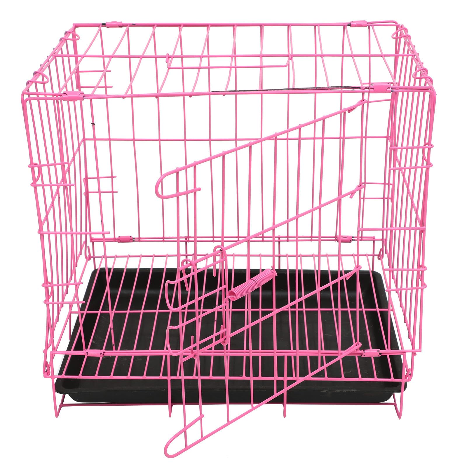 FUNNETOYU Portable Pink Dog Cage for Small and Medium Pets, Folding Iron Pet Cage with Scratch Resistant Feature, Suitable for Dogs and Cats, for Travel and Home Use