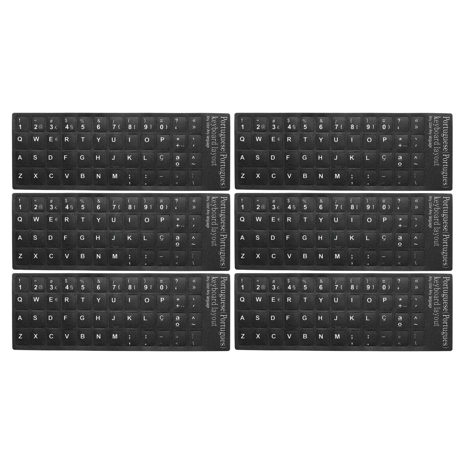 PATIKIL Portugués Teclado Pegatinas, 6 Paquete Universal Teclado Reemplazo Cubierta Esmerilada para Portátil Computadora Computadora, Negro Fondo Blanco Letras