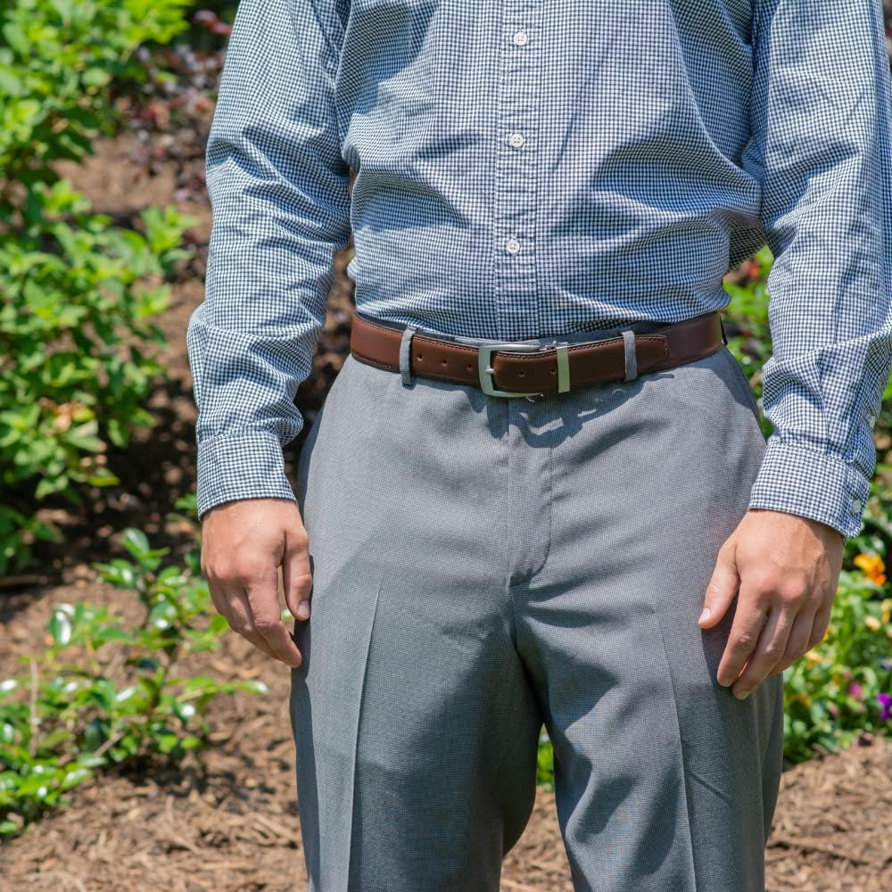 Dress Belt - Top Grain Leather Belt with Certified Nickel Free Buckle