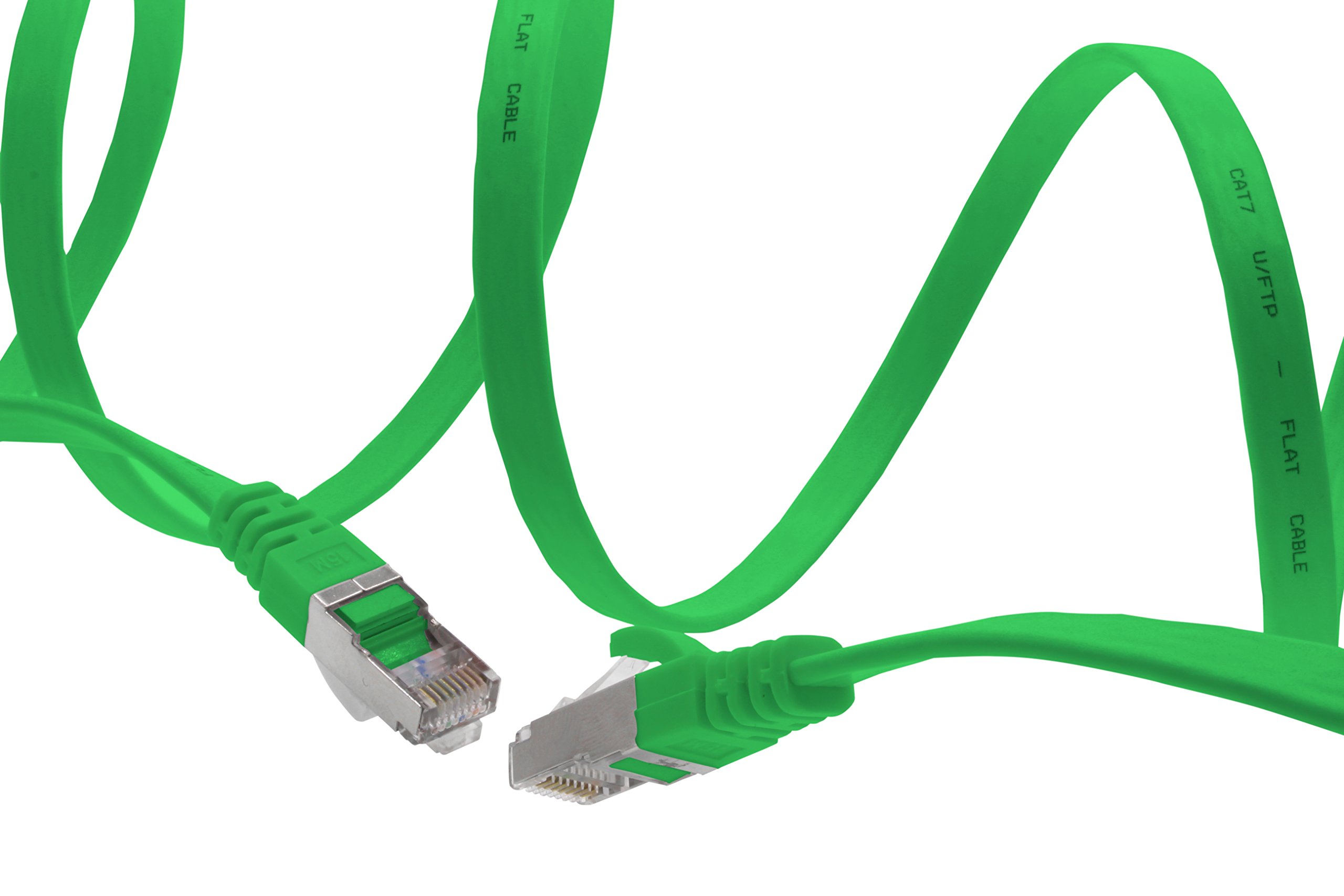 1aTTack.de 5m - vert - 1 pièce Câble ruban LAN Ethernet Gigabit CAT.7 (RJ45) câble réseau câble brut (10Gbit/s) câble d'installation plat mince compatible avec Cat.5 - Cat.5e - Cat.6 - 4