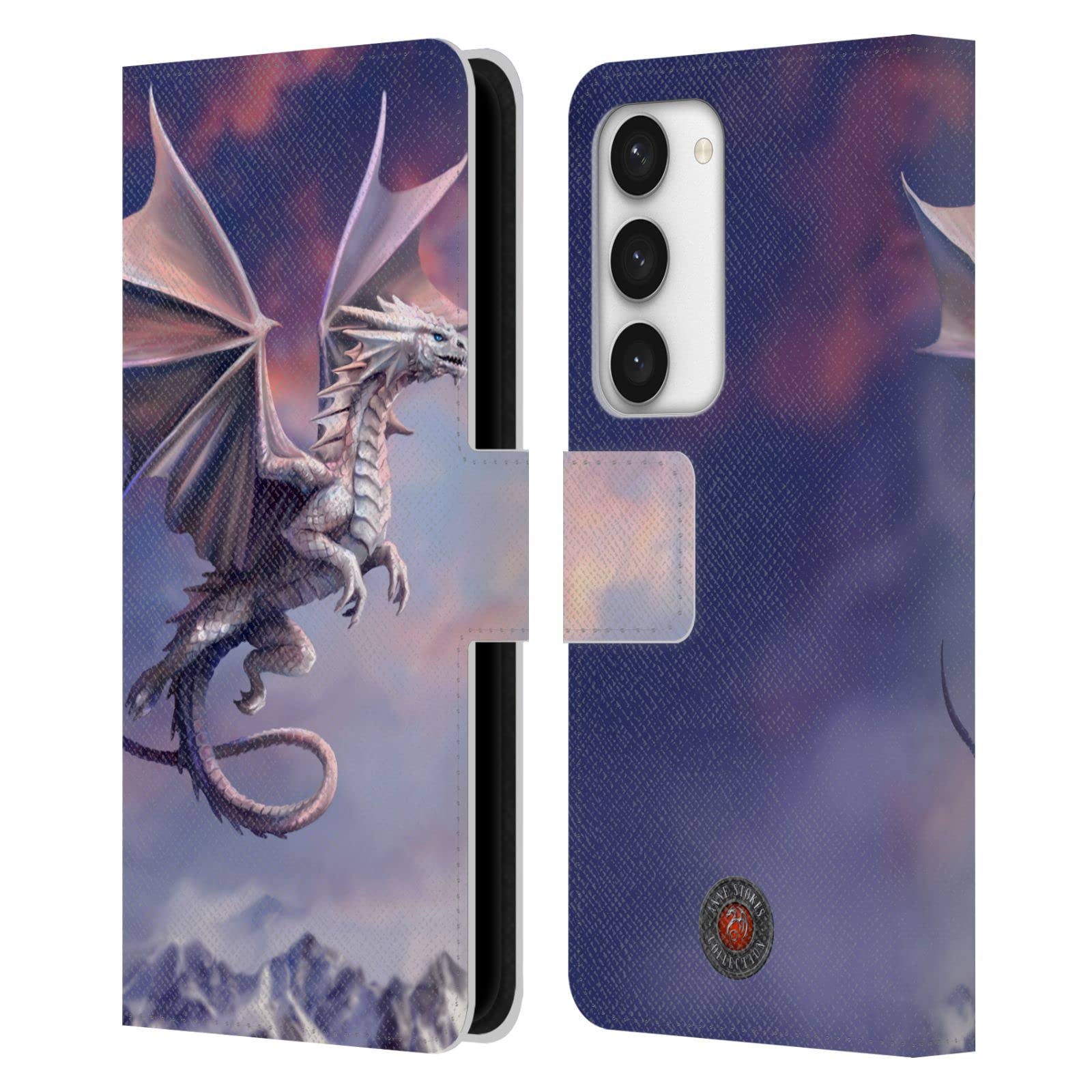 Funda para Samsung S23 5G tipo libro de cuero con dragones guardianes 7